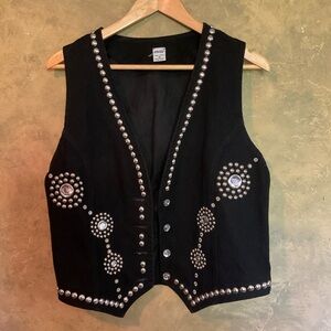 Vintage Apache Black Denim Studded Jewelled Vest